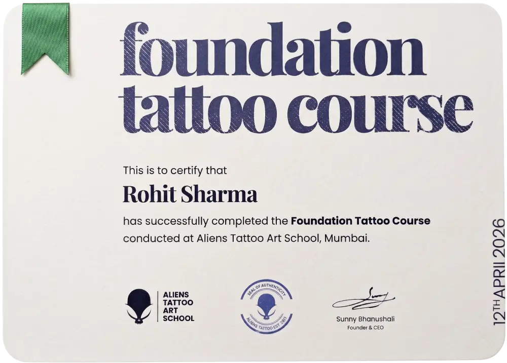 Foundation Tattoo Course Certificate - Alien Tattoo Art School